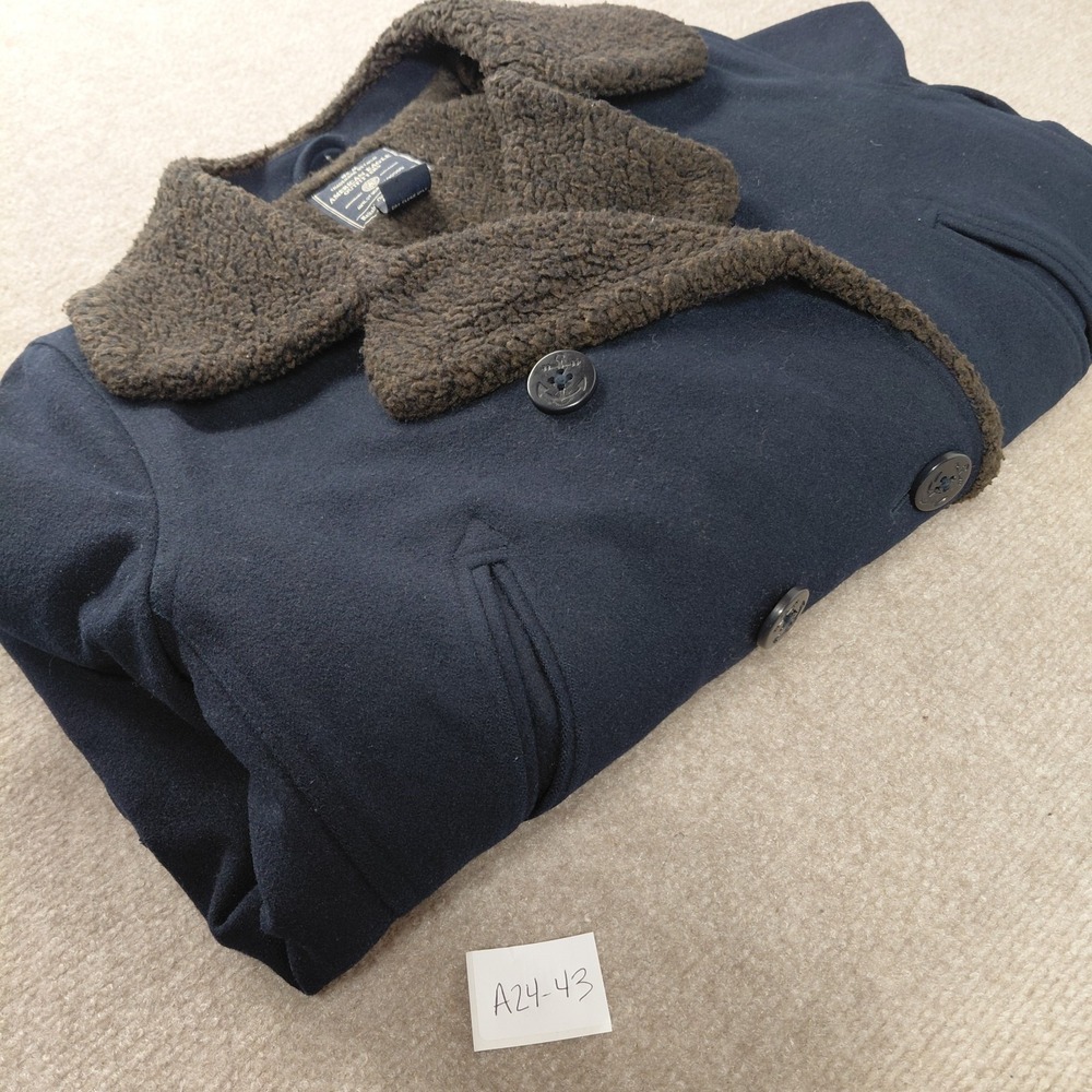 American Eagle Womens Double Breasted Pea Coat Sherpa Lined Jacket Business Y2k - Picture 12 of 12
